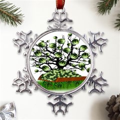 Watermelon Tree Abstraction On Watermelon Abundance Metal Large Snowflake Ornament