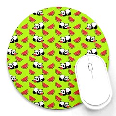 Watermelon Panda Background Wallpaper Round Mousepad by pakminggu