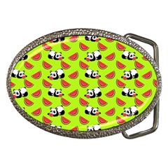 Watermelon Panda Background Wallpaper Belt Buckles