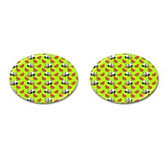 Watermelon Panda Background Wallpaper Cufflinks (oval) by pakminggu