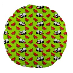 Watermelon Panda Background Wallpaper Large 18  Premium Round Cushions by pakminggu