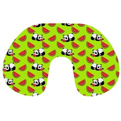 Watermelon Panda Background Wallpaper Travel Neck Pillow by pakminggu