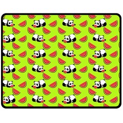 Watermelon Panda Background Wallpaper Two Sides Fleece Blanket (medium) by pakminggu