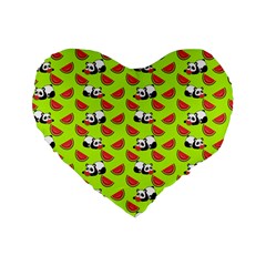 Watermelon Panda Background Wallpaper Standard 16  Premium Flano Heart Shape Cushions by pakminggu