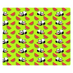 Watermelon Panda Background Wallpaper Two Sides Premium Plush Fleece Blanket (small) by pakminggu