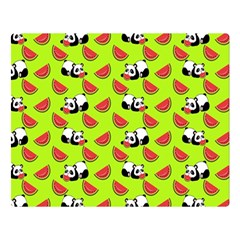 Watermelon Panda Background Wallpaper Premium Plush Fleece Blanket (large) by pakminggu