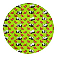 Watermelon Panda Background Wallpaper Round Glass Fridge Magnet (4 Pack)