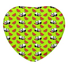 Watermelon Panda Background Wallpaper Heart Glass Fridge Magnet (4 Pack)