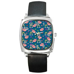 Texture Seamless Sample Digital Scrapbooking Square Metal Watch by pakminggu