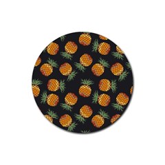 Pineapple Background Pineapple Pattern Rubber Round Coaster (4 Pack) by pakminggu