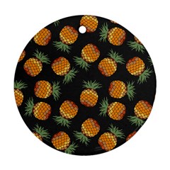 Pineapple Background Pineapple Pattern Round Ornament (two Sides) by pakminggu