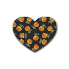 Pineapple Background Pineapple Pattern Rubber Coaster (heart) by pakminggu