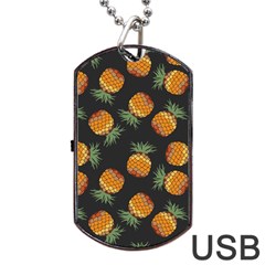 Pineapple Background Pineapple Pattern Dog Tag Usb Flash (two Sides) by pakminggu