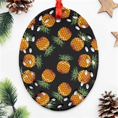 Pineapple Background Pineapple Pattern Oval Filigree Ornament (two Sides)