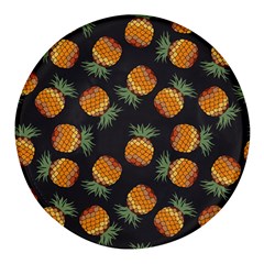 Pineapple Background Pineapple Pattern Round Glass Fridge Magnet (4 Pack) by pakminggu