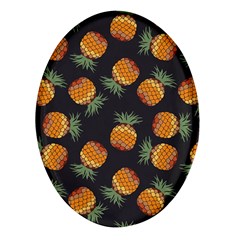 Pineapple Background Pineapple Pattern Oval Glass Fridge Magnet (4 Pack) by pakminggu