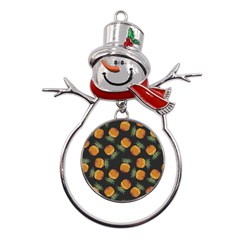 Pineapple Background Pineapple Pattern Metal Snowman Ornament by pakminggu