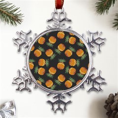 Pineapple Background Pineapple Pattern Metal Large Snowflake Ornament