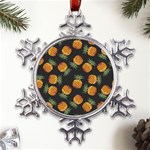 Pineapple Background Pineapple Pattern Metal Large Snowflake Ornament Front