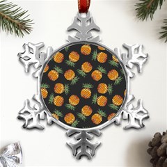 Pineapple Background Pineapple Pattern Metal Small Snowflake Ornament by pakminggu