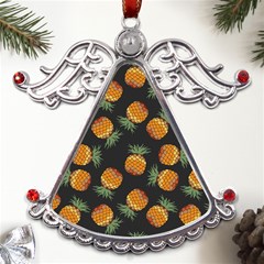 Pineapple Background Pineapple Pattern Metal Angel With Crystal Ornament by pakminggu