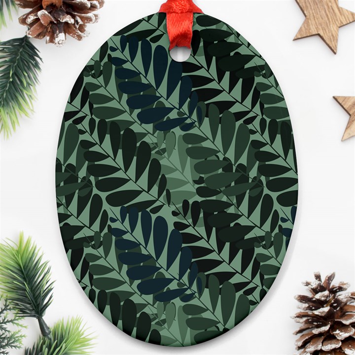 Background Pattern Leaves Texture Design Wallpaper Ornament (Oval)