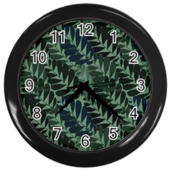 Background Pattern Leaves Texture Design Wallpaper Wall Clock (black) by pakminggu