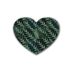 Background Pattern Leaves Texture Design Wallpaper Rubber Heart Coaster (4 Pack) by pakminggu