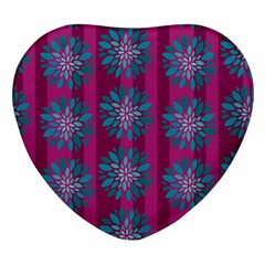 Art Floral Pattern Flower Seamless Decorative Heart Glass Fridge Magnet (4 Pack)