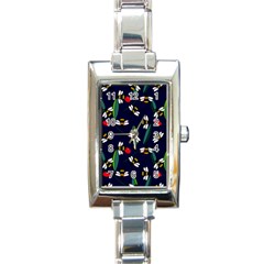 Art Floral Design Pattern Floral Pattern Rectangle Italian Charm Watch by pakminggu