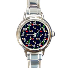 Art Floral Design Pattern Floral Pattern Round Italian Charm Watch by pakminggu