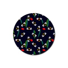 Art Floral Design Pattern Floral Pattern Rubber Round Coaster (4 Pack) by pakminggu