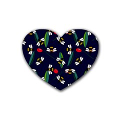 Art Floral Design Pattern Floral Pattern Rubber Coaster (heart) by pakminggu