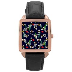 Art Floral Design Pattern Floral Pattern Rose Gold Leather Watch  by pakminggu