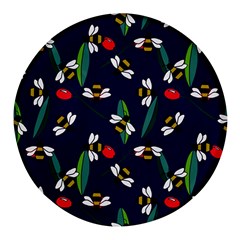 Art Floral Design Pattern Floral Pattern Round Glass Fridge Magnet (4 Pack) by pakminggu