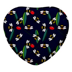 Art Floral Design Pattern Floral Pattern Heart Glass Fridge Magnet (4 Pack) by pakminggu