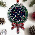 Art Floral Design Pattern Floral Pattern Metal X Mas Lollipop with Crystal Ornament Front