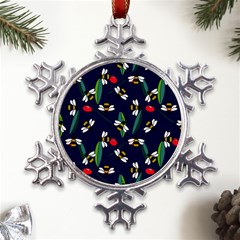 Art Floral Design Pattern Floral Pattern Metal Large Snowflake Ornament by pakminggu