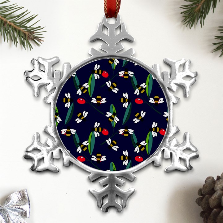 Art Floral Design Pattern Floral Pattern Metal Small Snowflake Ornament