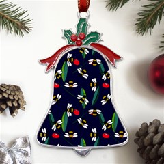 Art Floral Design Pattern Floral Pattern Metal Holly Leaf Bell Ornament