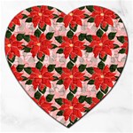 Poinsettia Pattern Seamless Pattern Christmas Xmas Jigsaw Puzzle (Heart) Front