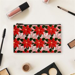 Poinsettia Pattern Seamless Pattern Christmas Xmas Cosmetic Bag (small) by pakminggu