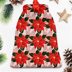 Poinsettia Pattern Seamless Pattern Christmas Xmas Ornament (bell)