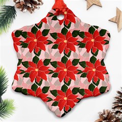 Poinsettia Pattern Seamless Pattern Christmas Xmas Snowflake Ornament (two Sides)