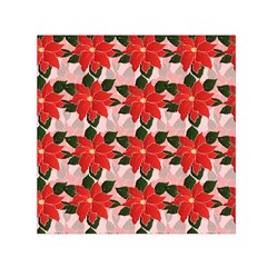 Poinsettia Pattern Seamless Pattern Christmas Xmas Square Satin Scarf (30  X 30 ) by pakminggu