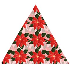 Poinsettia Pattern Seamless Pattern Christmas Xmas Wooden Puzzle Triangle by pakminggu