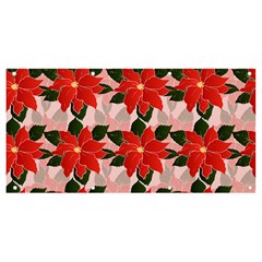 Poinsettia Pattern Seamless Pattern Christmas Xmas Banner And Sign 8  X 4 