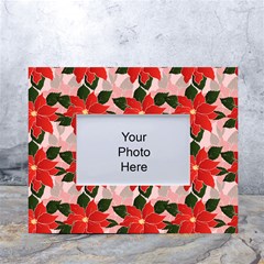 Poinsettia Pattern Seamless Pattern Christmas Xmas White Tabletop Photo Frame 4 x6  by pakminggu