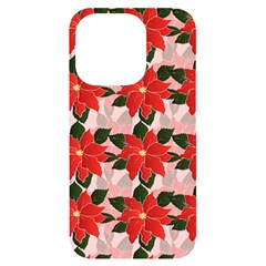 Poinsettia Pattern Seamless Pattern Christmas Xmas Iphone 14 Pro Black Uv Print Case