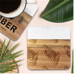 Background Pattern Texture Leaves Design Wallpaper Marble Wood Coaster (square)